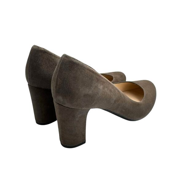 L.K. Bennett Sersha Brown Suede Leather Round Toe Block Heel Pumps Slip On - Picture 4 of 10